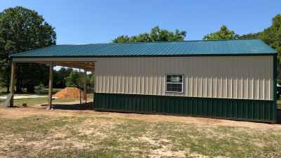 Rhino Pole - Green and Cream Pole Barn